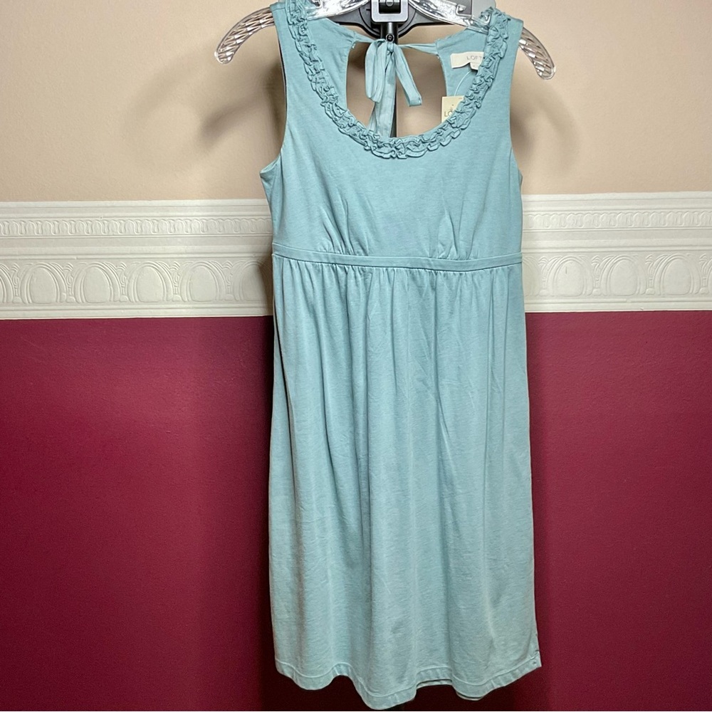Ann Taylor LOFT Dress Turq Women’s Small Petite Sleeveless Keyhole Back Tie NWT